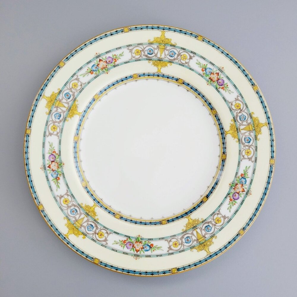 Vintage Minton Windermere Dinner Plate, Neoclassical Aqua Floral c.1923-64